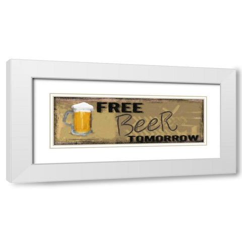 FREE BEER White Modern Wood Framed Art Print with Double Matting by Greene, Taylor