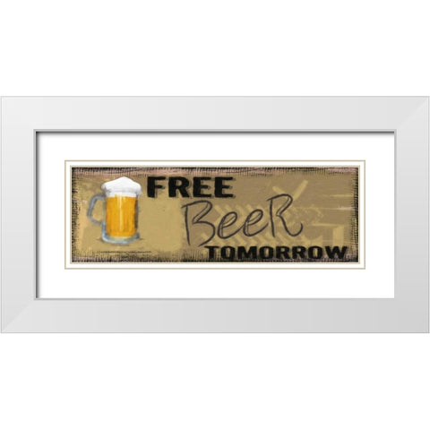 FREE BEER White Modern Wood Framed Art Print with Double Matting by Greene, Taylor