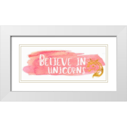 Unicorns White Modern Wood Framed Art Print with Double Matting by Greene, Taylor