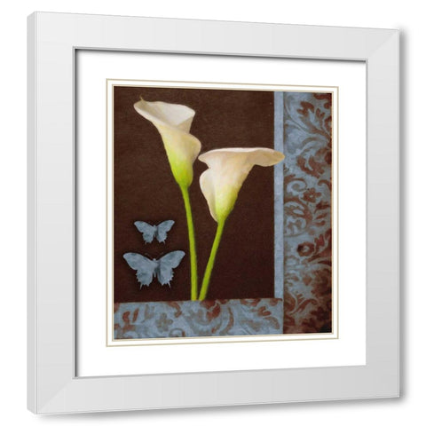 Gilded Calla2 Blue White Modern Wood Framed Art Print with Double Matting by Greene, Taylor