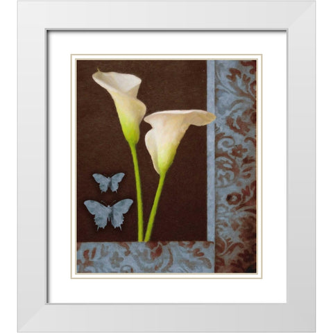 Gilded Calla2 Blue White Modern Wood Framed Art Print with Double Matting by Greene, Taylor