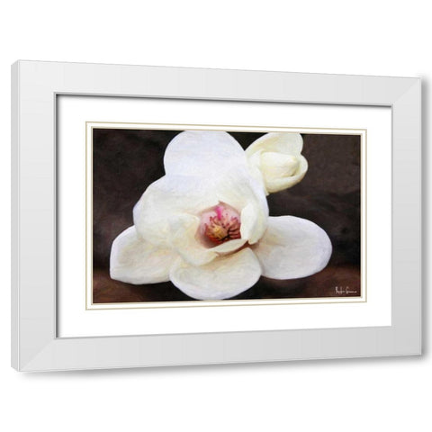 Magnolia In Bloom White Modern Wood Framed Art Print with Double Matting by Greene, Taylor