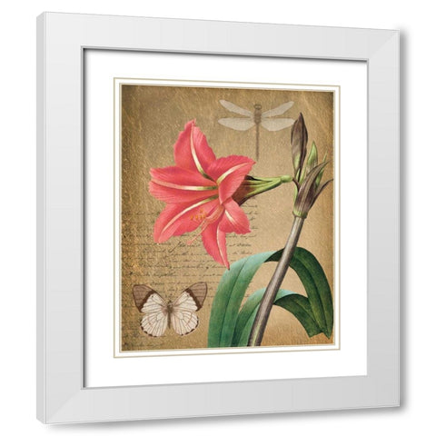 Iris On Gold White Modern Wood Framed Art Print with Double Matting by Greene, Taylor