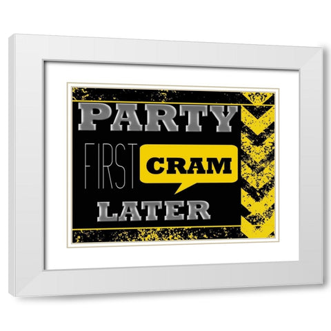 PARTY FIRST White Modern Wood Framed Art Print with Double Matting by Greene, Taylor