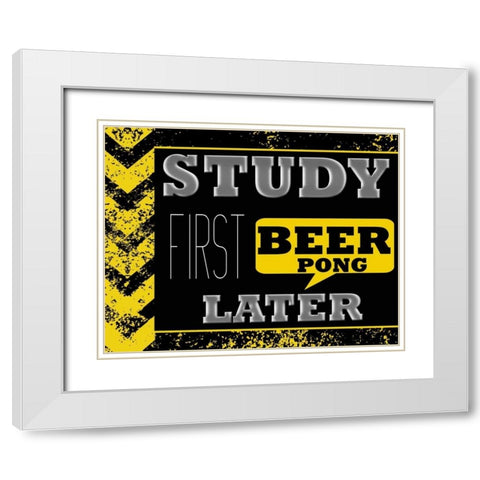 STUDY FIRST White Modern Wood Framed Art Print with Double Matting by Greene, Taylor