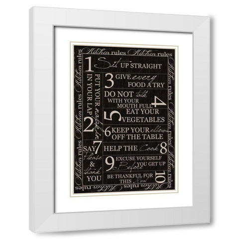 Kitchen Rules blk Border White Modern Wood Framed Art Print with Double Matting by Greene, Taylor