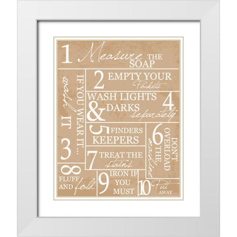 LAUNDRY RULES White Modern Wood Framed Art Print with Double Matting by Greene, Taylor