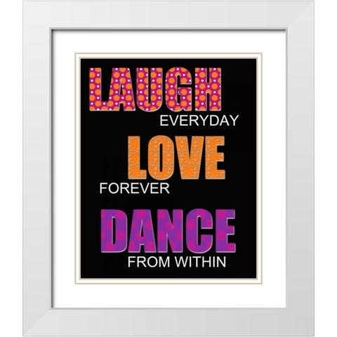 LAUGH White Modern Wood Framed Art Print with Double Matting by Greene, Taylor