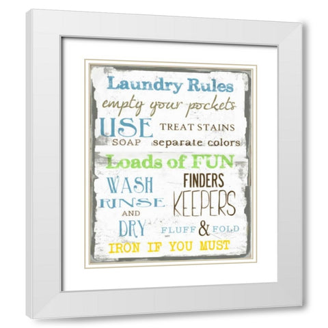LAUNDRY RULES White Modern Wood Framed Art Print with Double Matting by Greene, Taylor