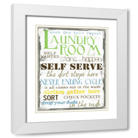 LAUNDRY ROOM White Modern Wood Framed Art Print with Double Matting by Greene, Taylor