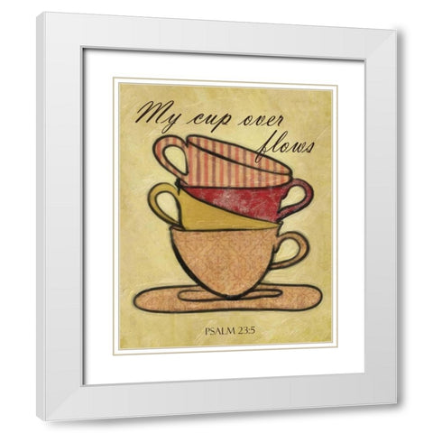 CUP OVER FLOWS White Modern Wood Framed Art Print with Double Matting by Greene, Taylor