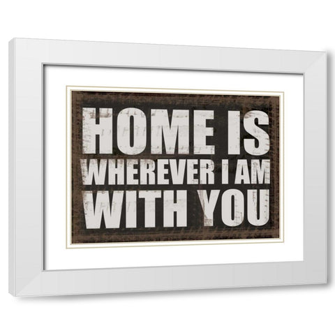 HOME IS White Modern Wood Framed Art Print with Double Matting by Greene, Taylor