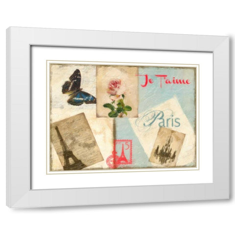 JE TAIME PARIS 2 White Modern Wood Framed Art Print with Double Matting by Greene, Taylor
