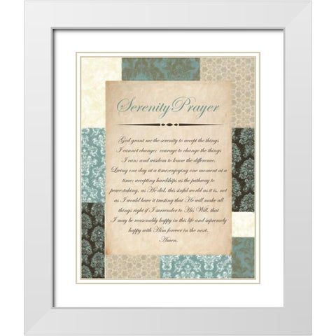 SERENITY BLUE White Modern Wood Framed Art Print with Double Matting by Greene, Taylor