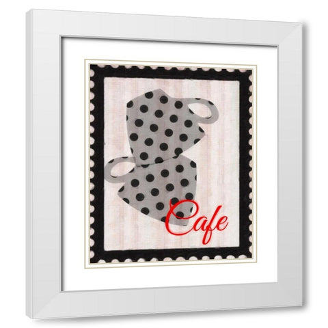 Cafe Cups White Modern Wood Framed Art Print with Double Matting by Greene, Taylor