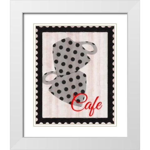 Cafe Cups White Modern Wood Framed Art Print with Double Matting by Greene, Taylor