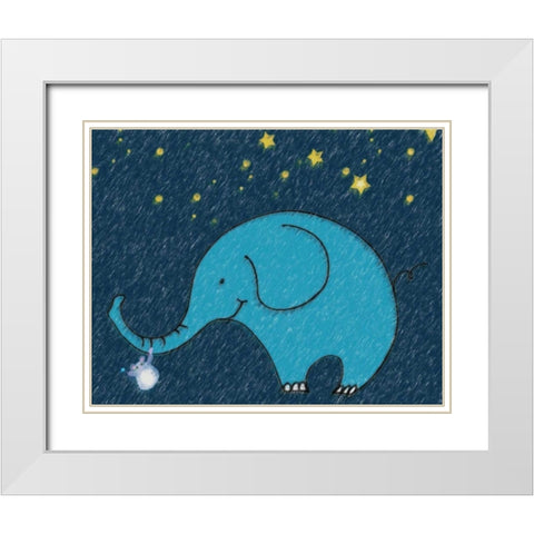 Whimsy Elephant I White Modern Wood Framed Art Print with Double Matting by Greene, Taylor