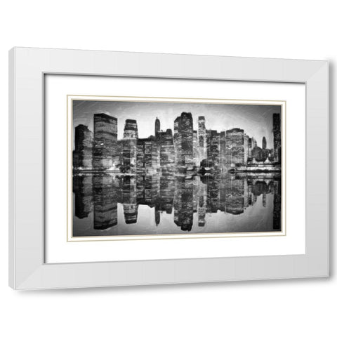 Abstract Skyline BW White Modern Wood Framed Art Print with Double Matting by Greene, Taylor