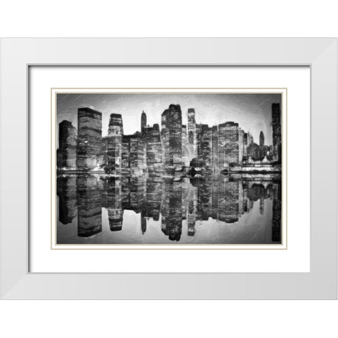Abstract Skyline BW White Modern Wood Framed Art Print with Double Matting by Greene, Taylor