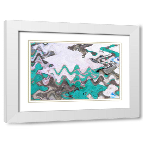 Blue Waves White Modern Wood Framed Art Print with Double Matting by Greene, Taylor