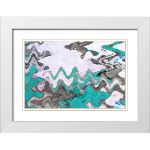 Blue Waves White Modern Wood Framed Art Print with Double Matting by Greene, Taylor