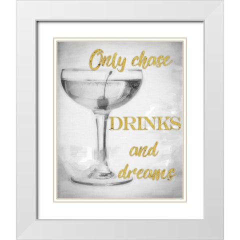 Chase Drinks White Modern Wood Framed Art Print with Double Matting by Greene, Taylor