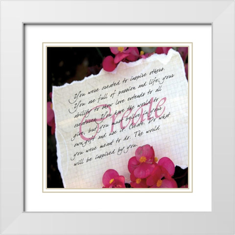 Pink Flowers White Modern Wood Framed Art Print with Double Matting by Greene, Taylor