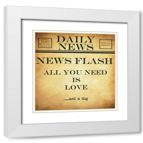 NEWS FLASH A Dog White Modern Wood Framed Art Print with Double Matting by Greene, Taylor