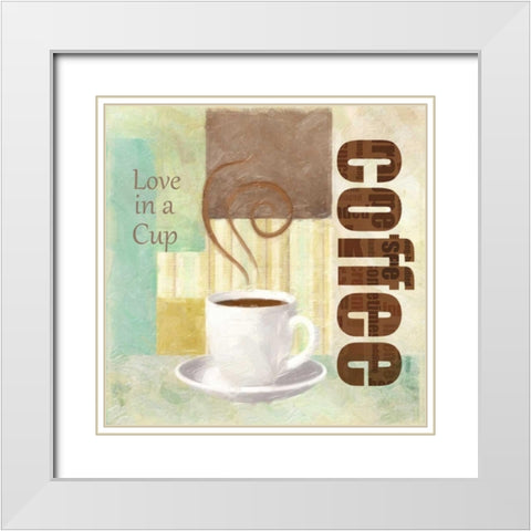 LOVE IN A CUP White Modern Wood Framed Art Print with Double Matting by Greene, Taylor