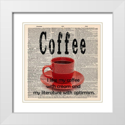 COFFEE CUP White Modern Wood Framed Art Print with Double Matting by Greene, Taylor