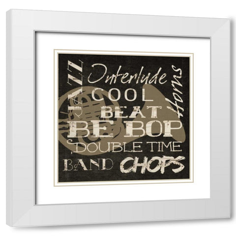 JAZZ SILHOUETTE White Modern Wood Framed Art Print with Double Matting by Greene, Taylor