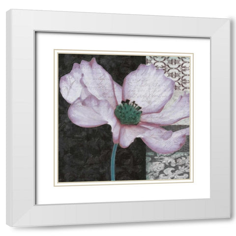 Choqua Floral IV White Modern Wood Framed Art Print with Double Matting by Greene, Taylor