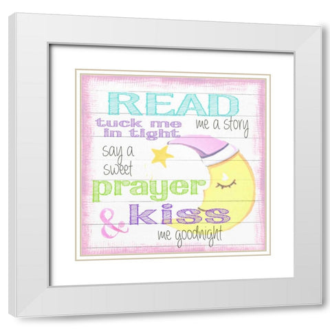 Read Me A Story White Modern Wood Framed Art Print with Double Matting by Greene, Taylor