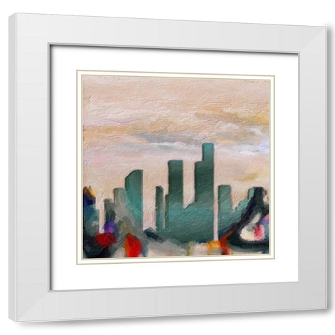 Abstract Skyline 1 White Modern Wood Framed Art Print with Double Matting by Greene, Taylor