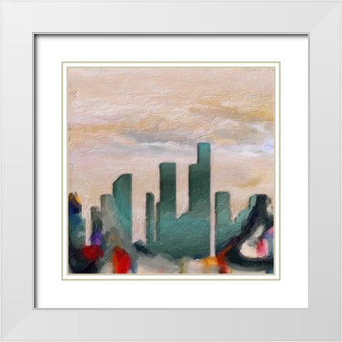 Abstract Skyline 1 White Modern Wood Framed Art Print with Double Matting by Greene, Taylor