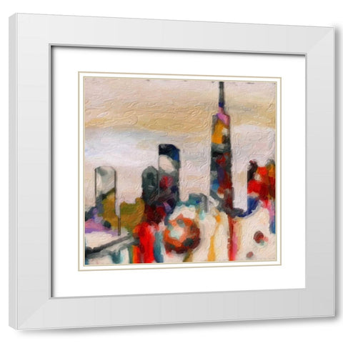 Abstract Skyline 2 White Modern Wood Framed Art Print with Double Matting by Greene, Taylor
