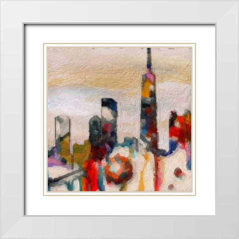 Abstract Skyline 2 White Modern Wood Framed Art Print with Double Matting by Greene, Taylor