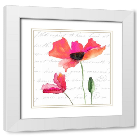 Watercolor Poppy Script White Modern Wood Framed Art Print with Double Matting by Greene, Taylor