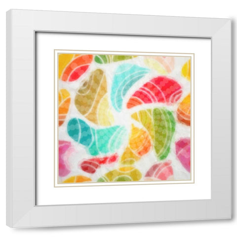 Floral Swril White Modern Wood Framed Art Print with Double Matting by Greene, Taylor