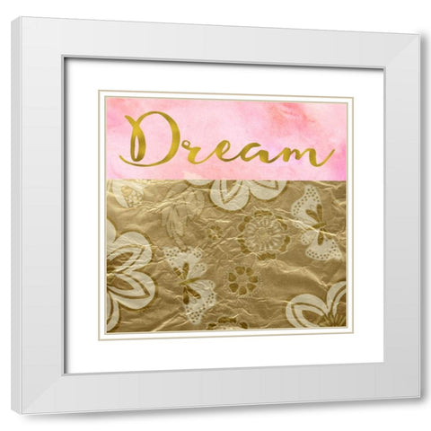 Dream Golden Flowers White Modern Wood Framed Art Print with Double Matting by Greene, Taylor