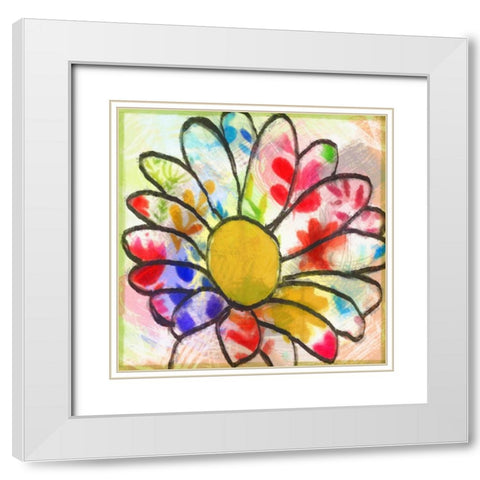 Daisy Show II White Modern Wood Framed Art Print with Double Matting by Greene, Taylor