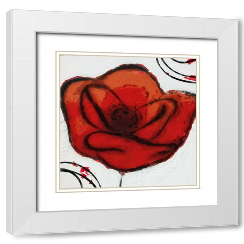 Contempo Poppy 2 White Modern Wood Framed Art Print with Double Matting by Greene, Taylor