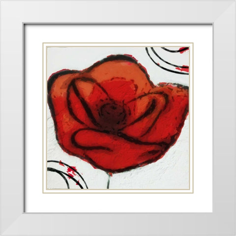 Contempo Poppy 2 White Modern Wood Framed Art Print with Double Matting by Greene, Taylor