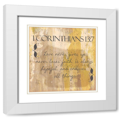 1 Corinthians 13-7 White Modern Wood Framed Art Print with Double Matting by Greene, Taylor