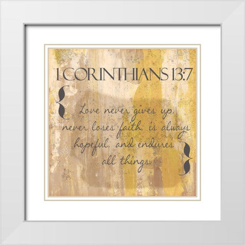 1 Corinthians 13-7 White Modern Wood Framed Art Print with Double Matting by Greene, Taylor