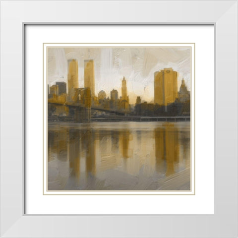 Skyline Remembered White Modern Wood Framed Art Print with Double Matting by Greene, Taylor