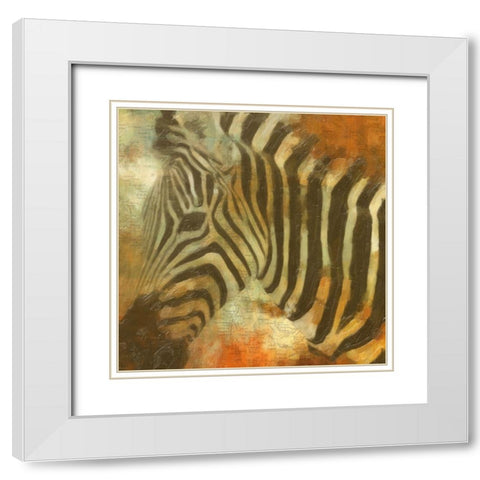 Global Zebra White Modern Wood Framed Art Print with Double Matting by Greene, Taylor