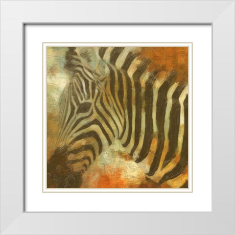 Global Zebra White Modern Wood Framed Art Print with Double Matting by Greene, Taylor