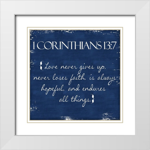 Corinthians Blue White Modern Wood Framed Art Print with Double Matting by Greene, Taylor