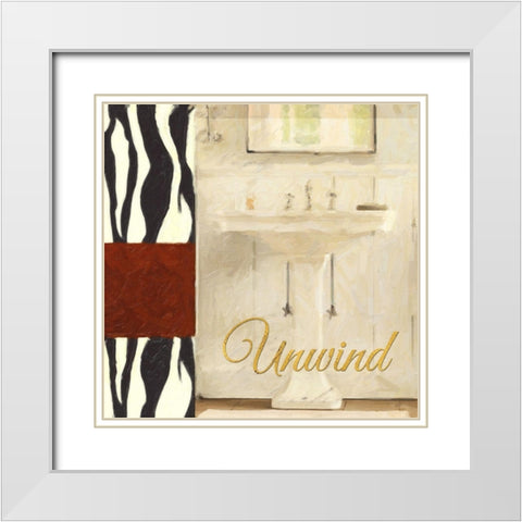 Unwind Bath White Modern Wood Framed Art Print with Double Matting by Greene, Taylor
